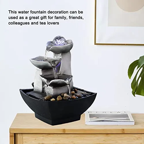 Natudeco Wigwam Fountain Ornament Desktop Fountain Waterfall Indoor Resin Fountain Decorative USB Power for Office Gift Bedroom Parlor 6.5x6.5x8.3in