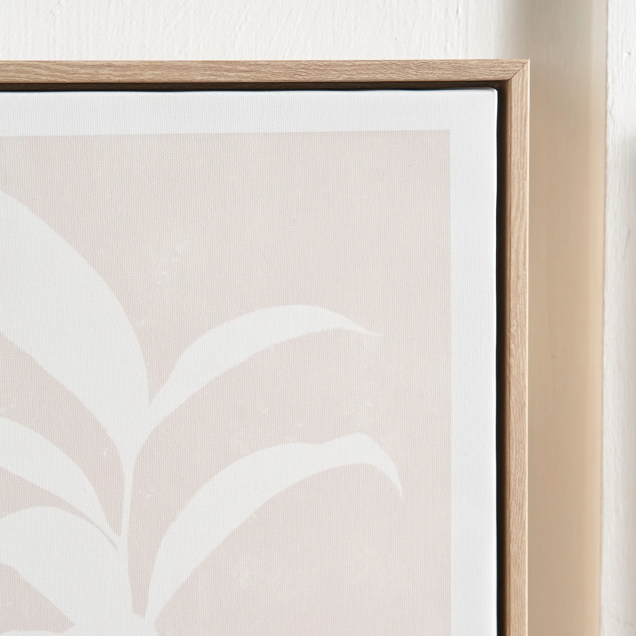 Natural and Black Leaf Print Canvases with Natural Frames