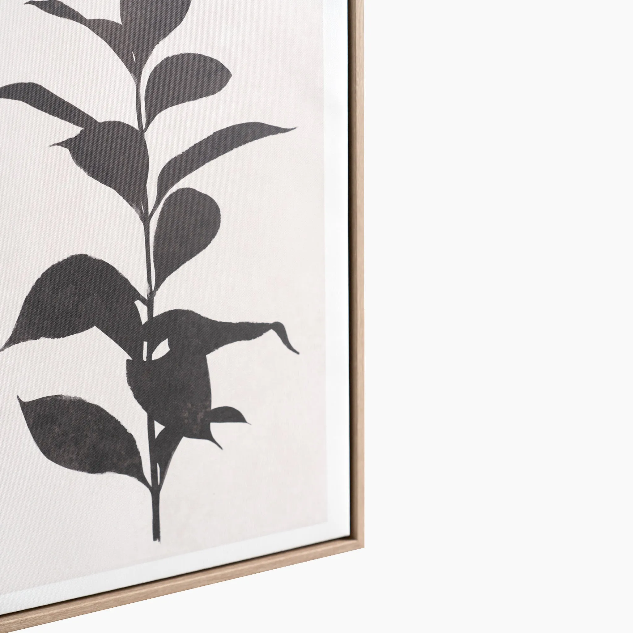 Natural and Black Leaf Print Canvases with Natural Frames