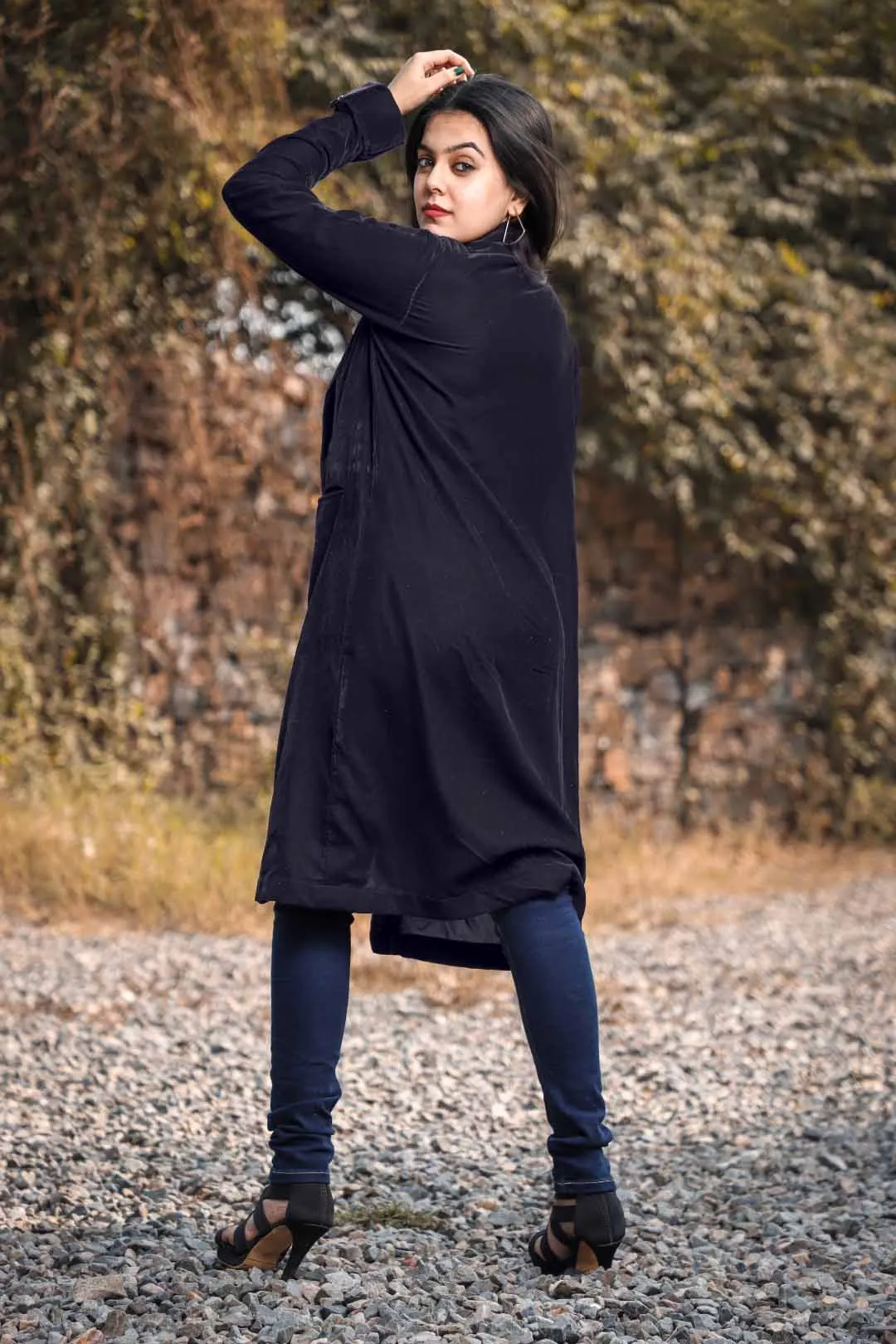 Navy Rayon Kaftan - Solid