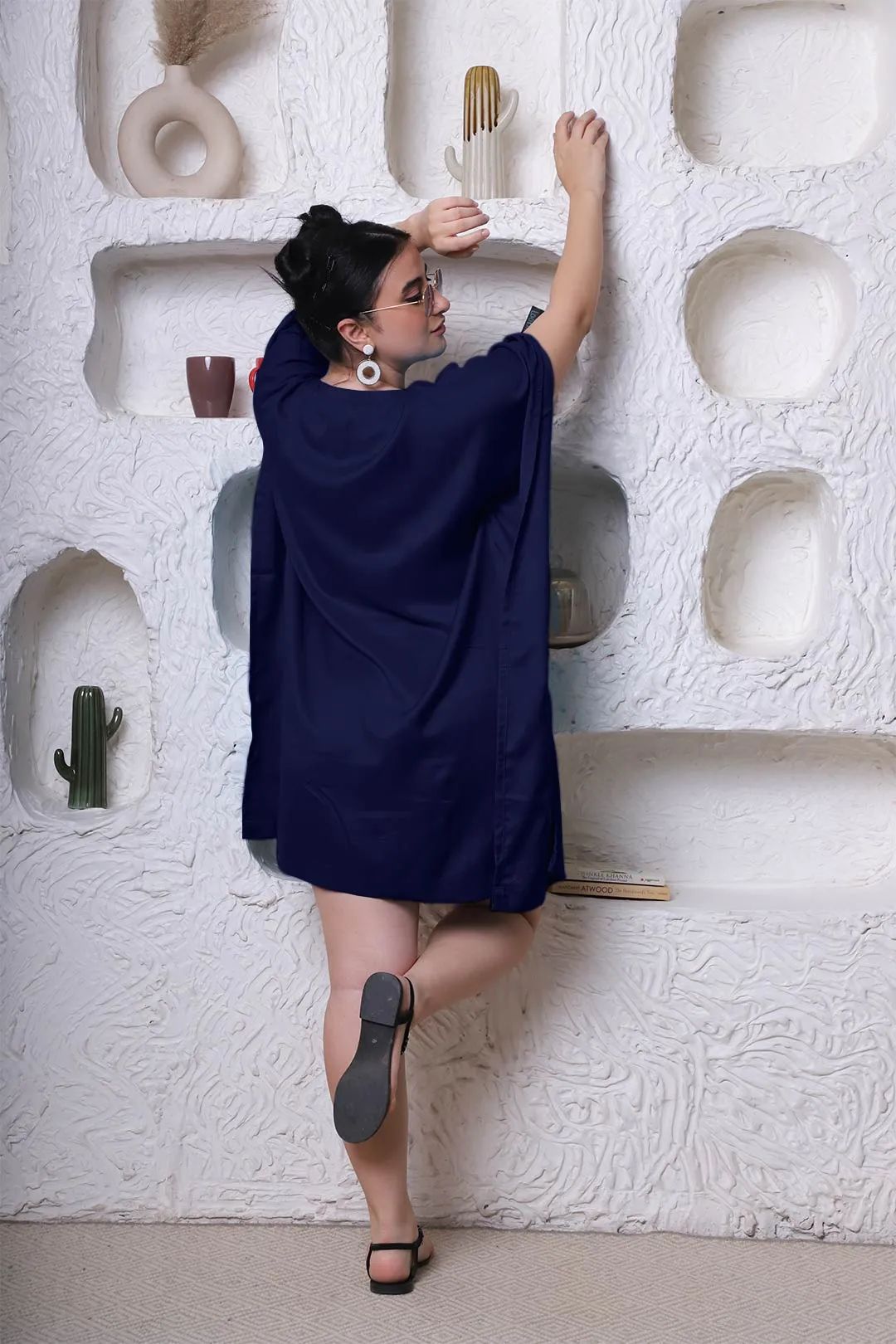 Navy Rayon Kaftan - Solid