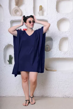 Navy Rayon Kaftan - Solid