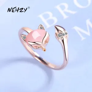NEHZY 925 silver needle new woman fashion jewelry high quality Cubic Zirconia agate fox ring size adjustable ring