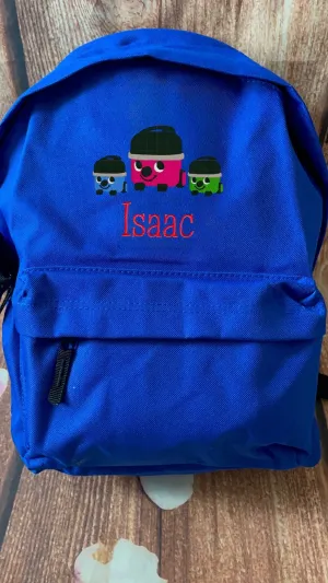 NEW DESIGN Hoover Rucksack personalised with embroidered name. Backpack ideal for Primary, Junior, Infant school bag. Choice of colours