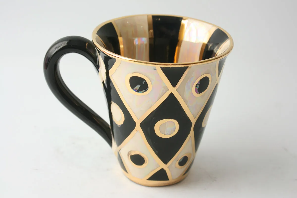 New Shape Large Mug in Black and White Chequer