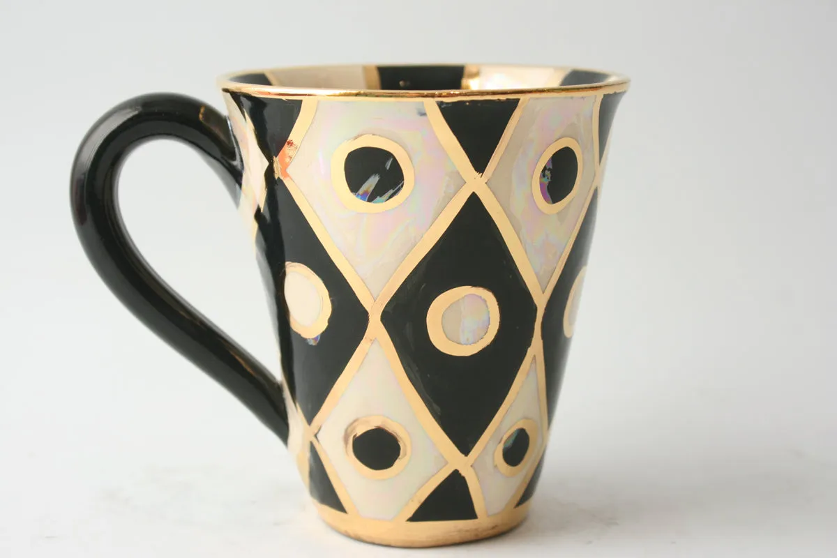 New Shape Large Mug in Black and White Chequer