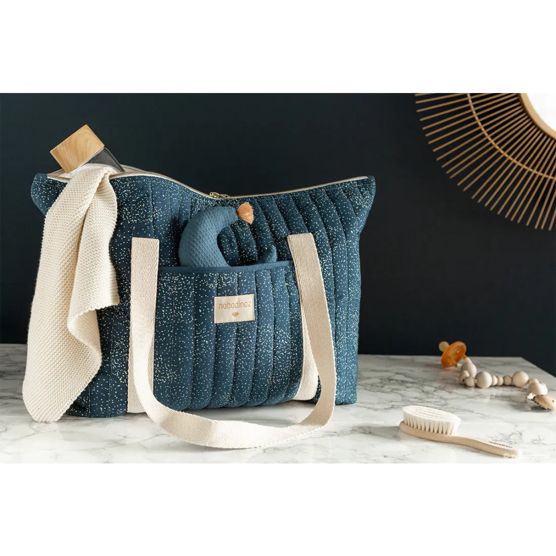 nobodinoz Paris Maternity Bag Gold Bubble/ Night Blue