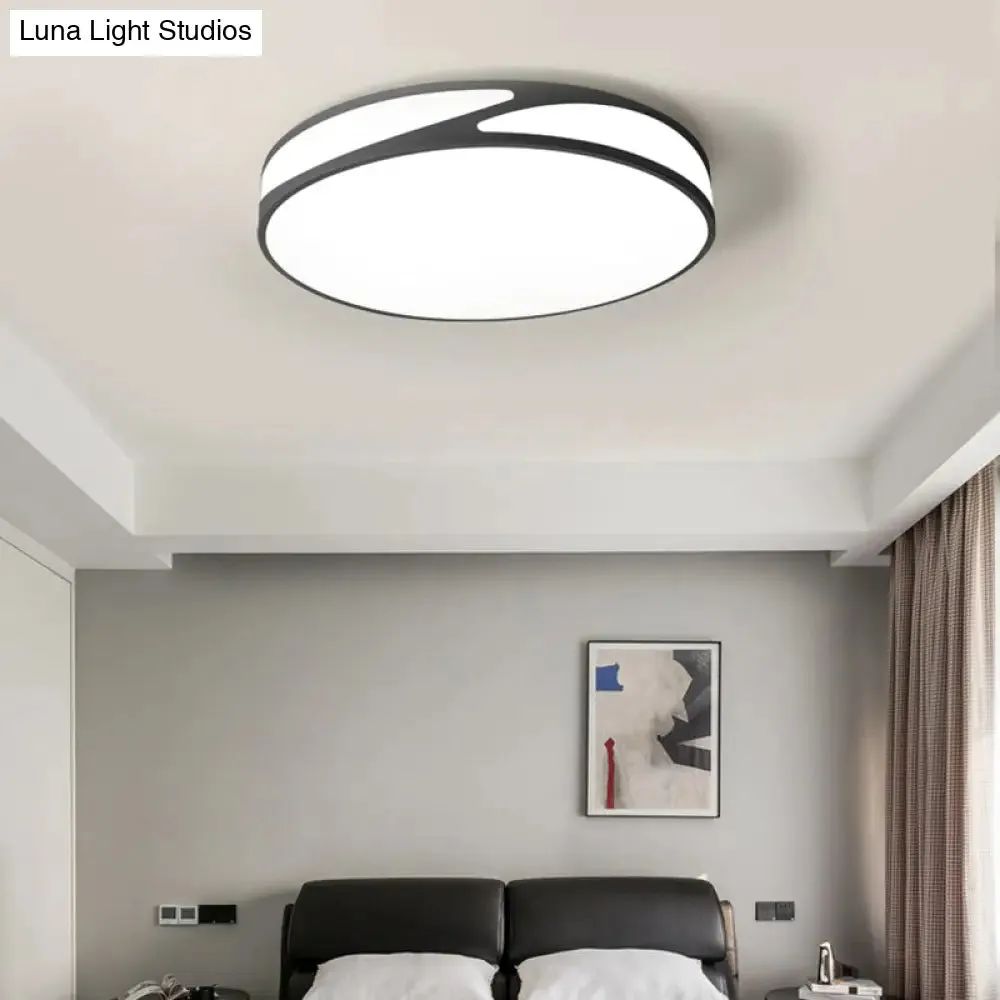 Nordic Monochrome Flush Mount LED Ceiling Light - Slim Panel Round Acrylic, 18/21.5 Inch Wide, Warm/White Light