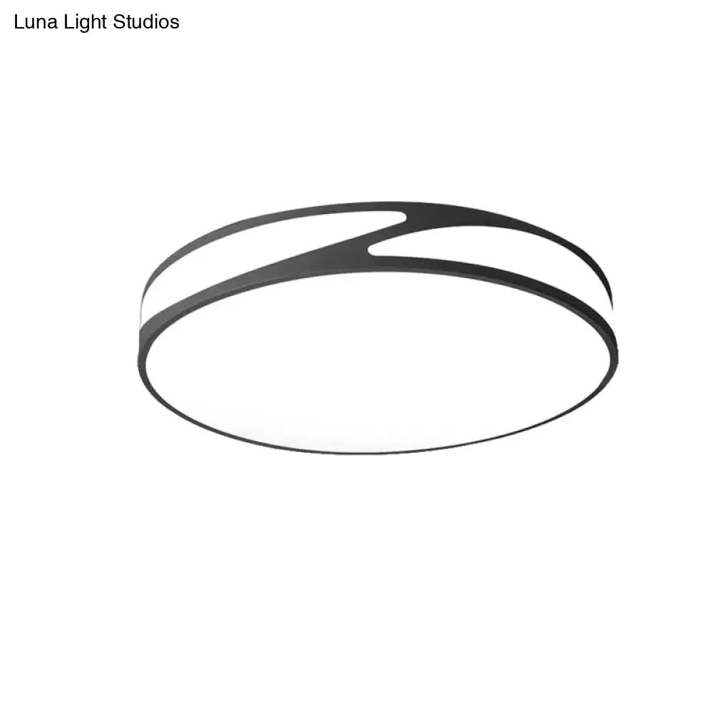Nordic Monochrome Flush Mount LED Ceiling Light - Slim Panel Round Acrylic, 18/21.5 Inch Wide, Warm/White Light