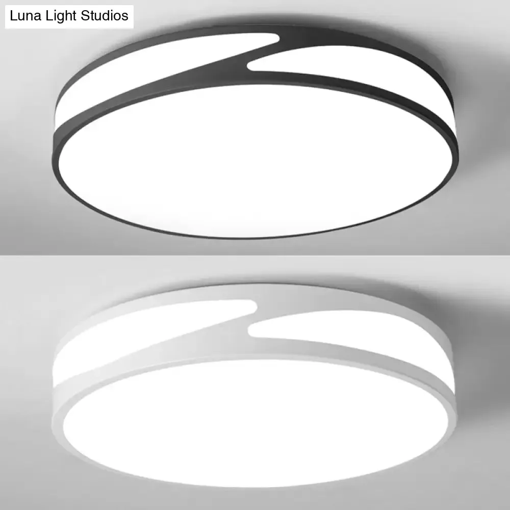 Nordic Monochrome Flush Mount LED Ceiling Light - Slim Panel Round Acrylic, 18/21.5 Inch Wide, Warm/White Light