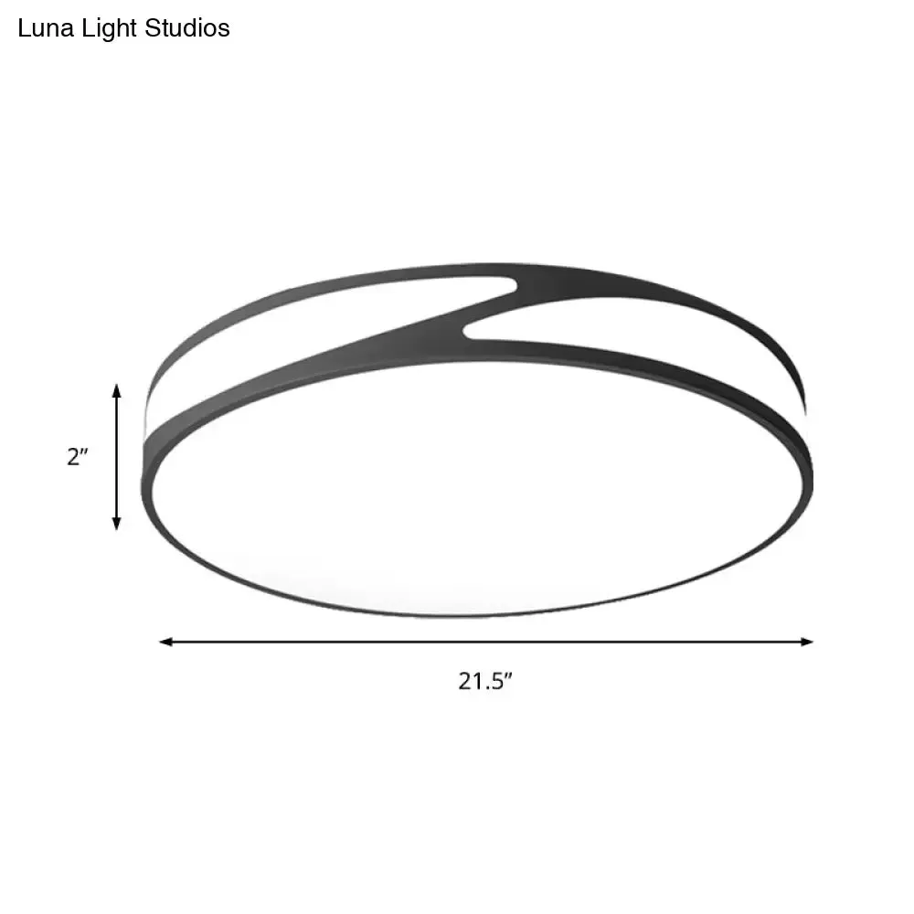 Nordic Monochrome Flush Mount LED Ceiling Light - Slim Panel Round Acrylic, 18/21.5 Inch Wide, Warm/White Light