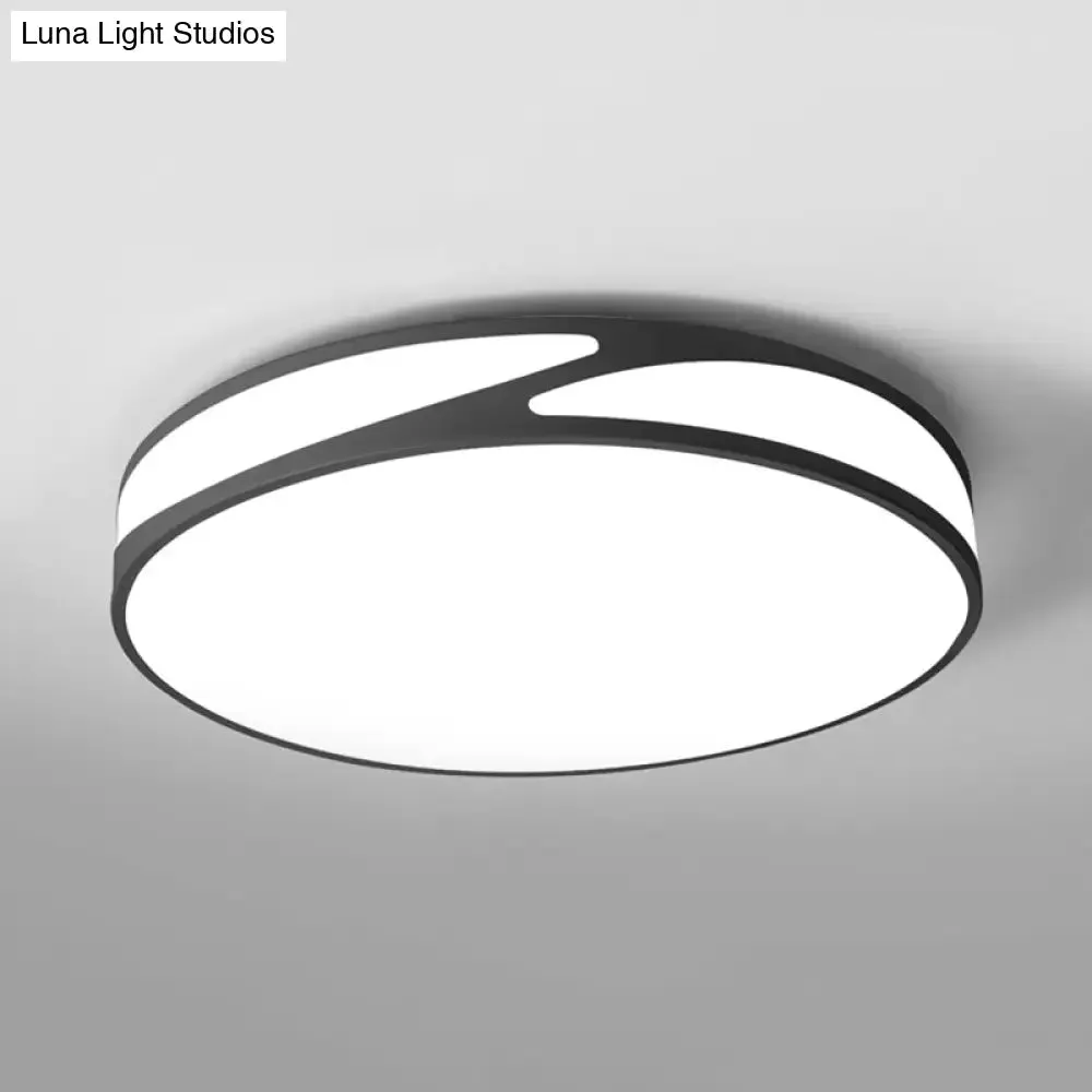 Nordic Monochrome Flush Mount LED Ceiling Light - Slim Panel Round Acrylic, 18/21.5 Inch Wide, Warm/White Light
