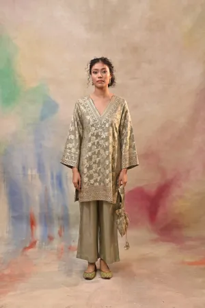 Olive Gold Brocade Cord Set