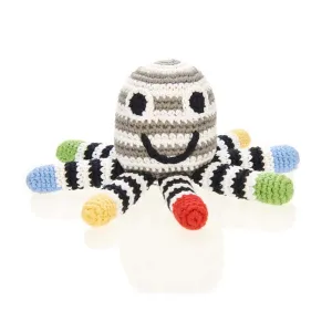 Organic Sensory Black and White Octopus Rattle