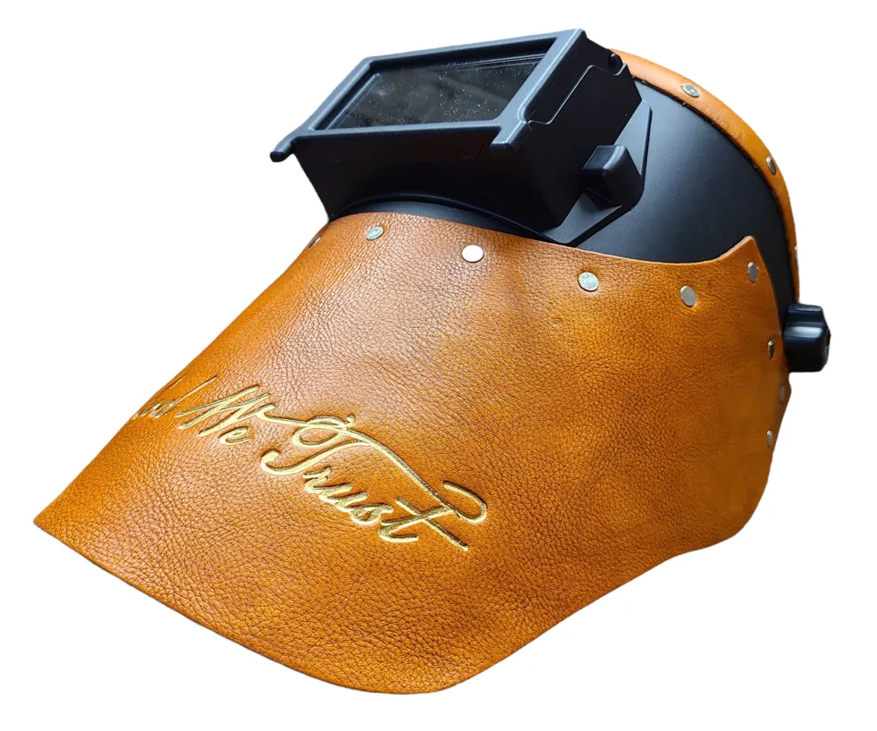Outlaw Leather - Welding Hood - "In God We Trust" -Tan