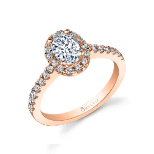 Oval Cut Classic Halo Engagement Ring - Chantelle 18k Gold Rose