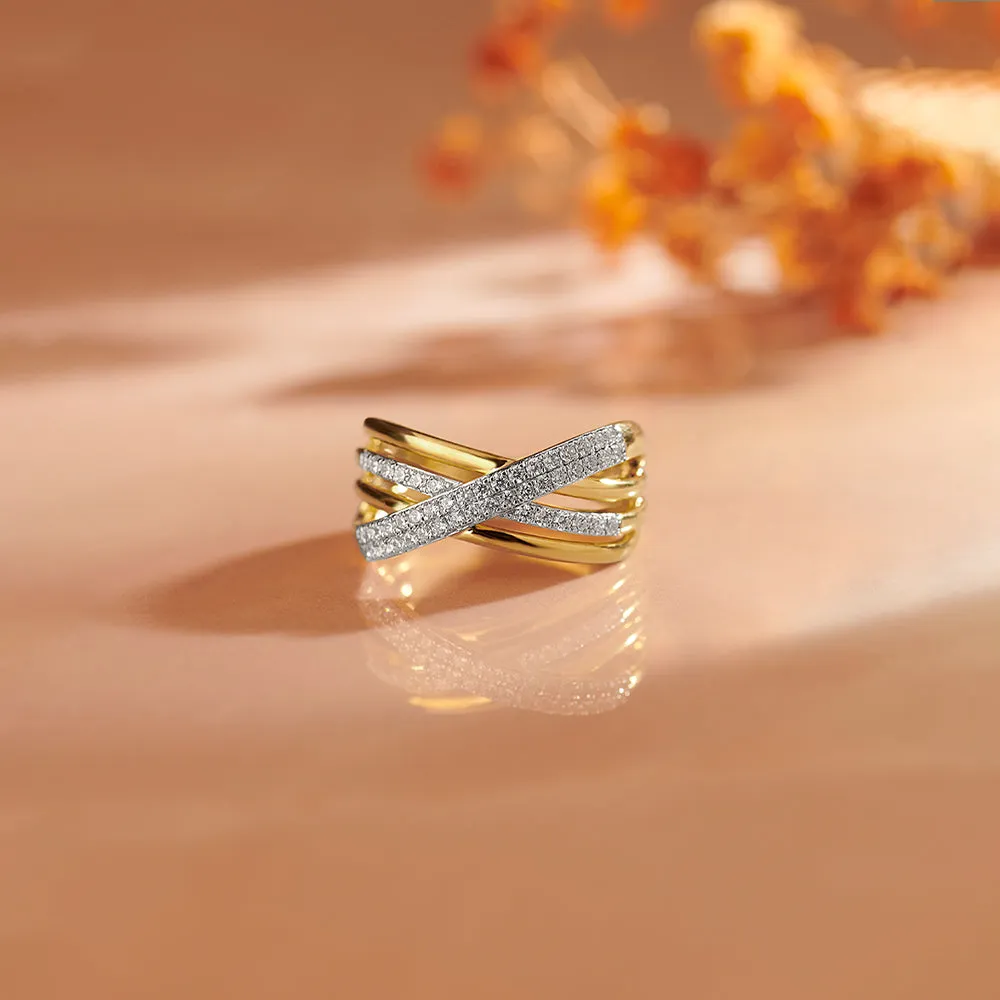 Pave Diamond Cross-Over Ring