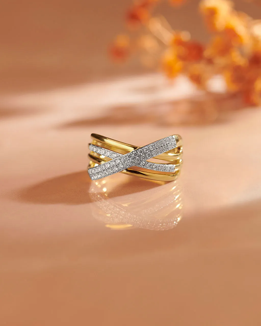 Pave Diamond Cross-Over Ring