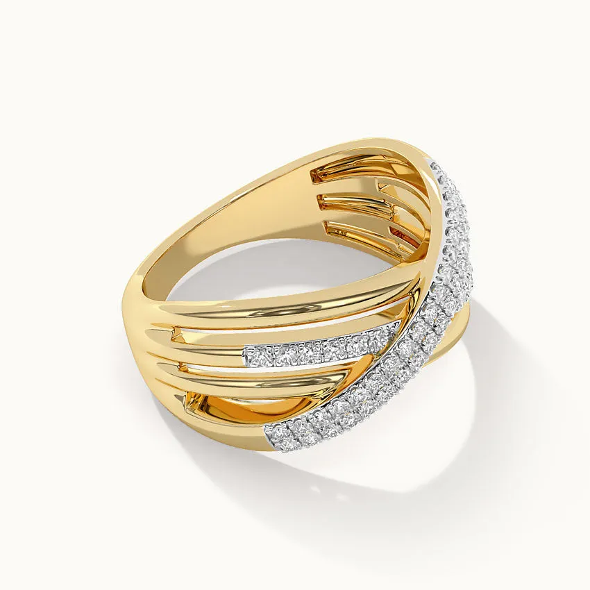 Pave Diamond Cross-Over Ring