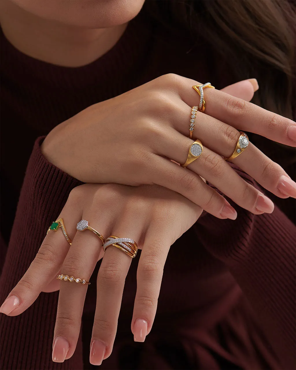 Pave Diamond Cross-Over Ring