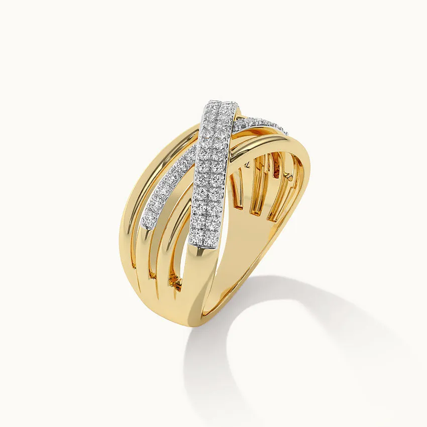Pave Diamond Cross-Over Ring