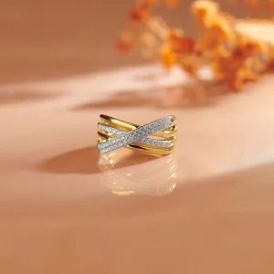 Pave Diamond Cross-Over Ring