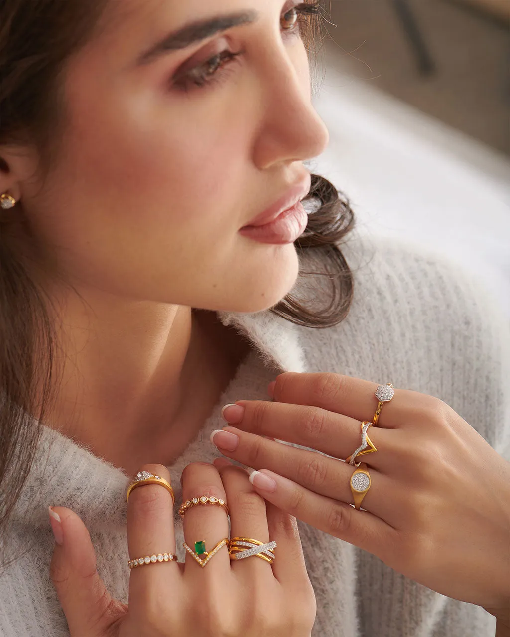 Pave Diamond Cross-Over Ring