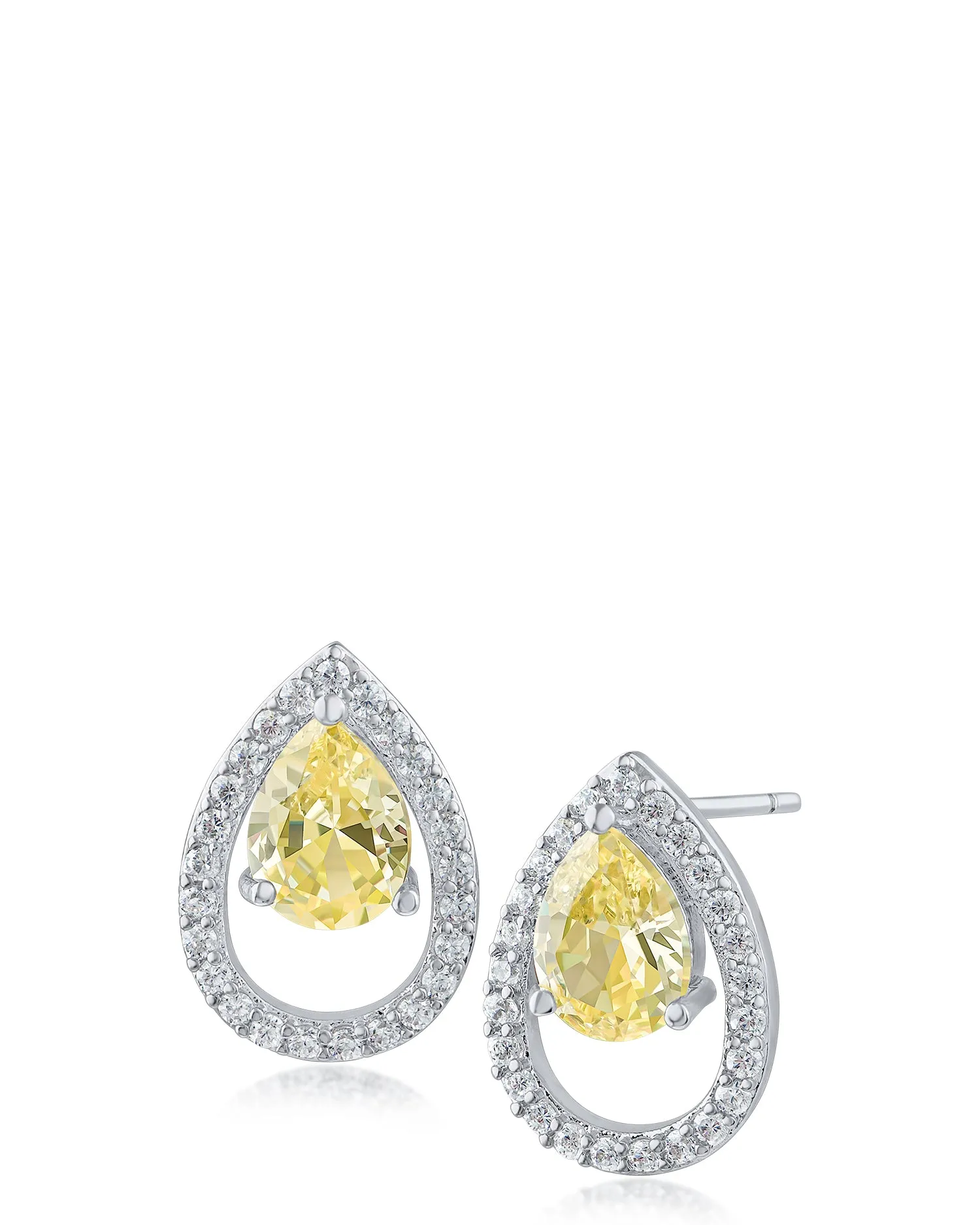 Pear CZ with Halo Studs
