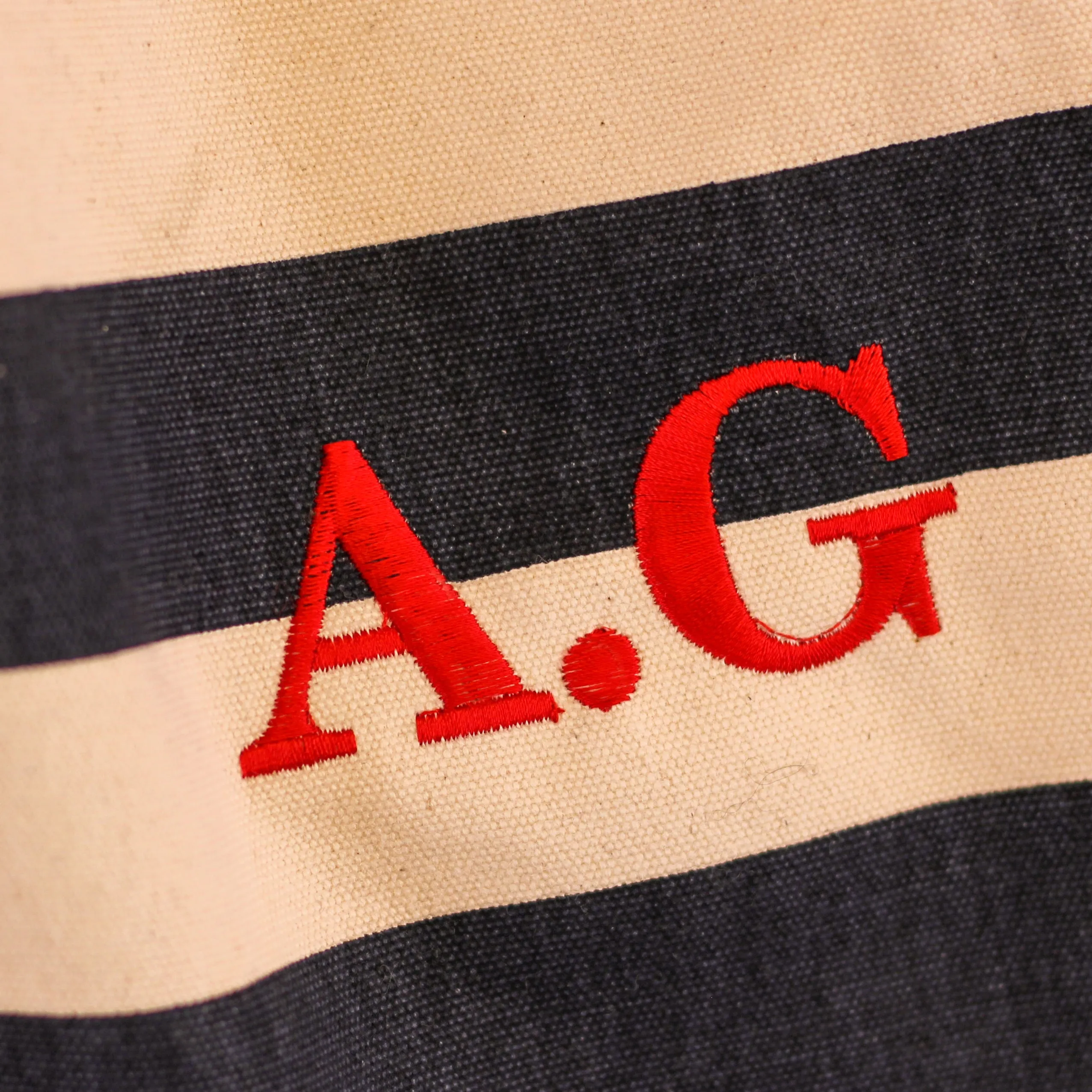 Personalised Embroidery Stripy Beach Bag With Initials