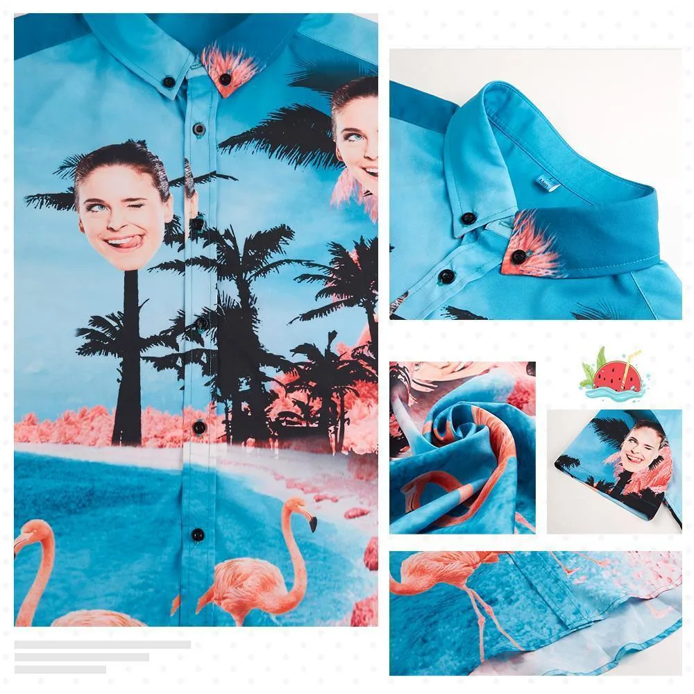 Personalised Face Hawaiian Shirt All Over Print Yellow Flowers