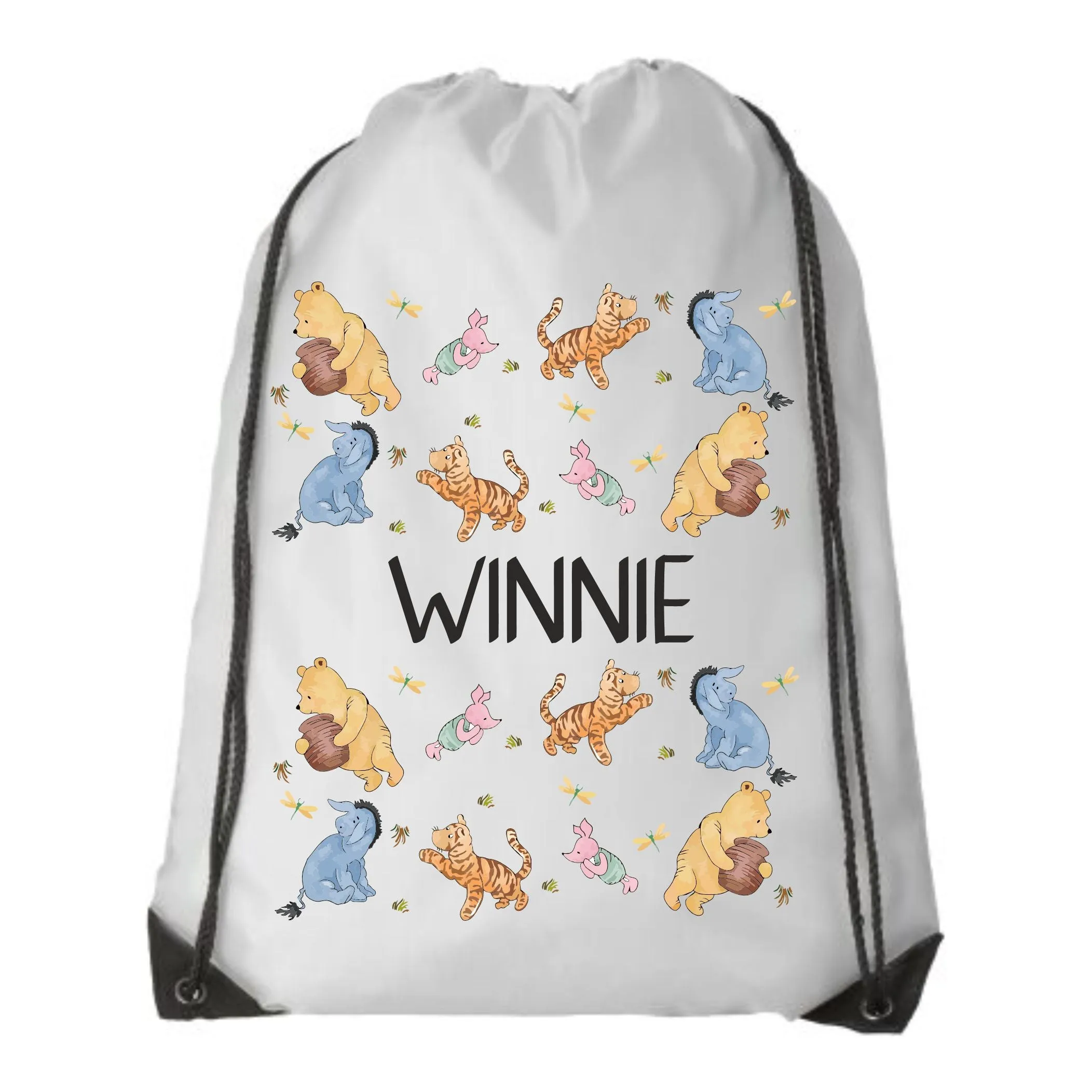 Personalised Winnie the Pooh Kids Drawstring Bag - Swimming Bag - PE Bag - I Love Winnie the Pooh