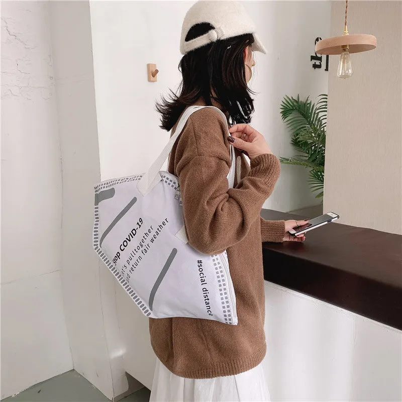 Personalized Face Mask Covid Tote Canvas Bag