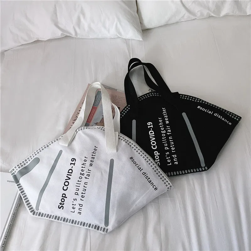 Personalized Face Mask Covid Tote Canvas Bag
