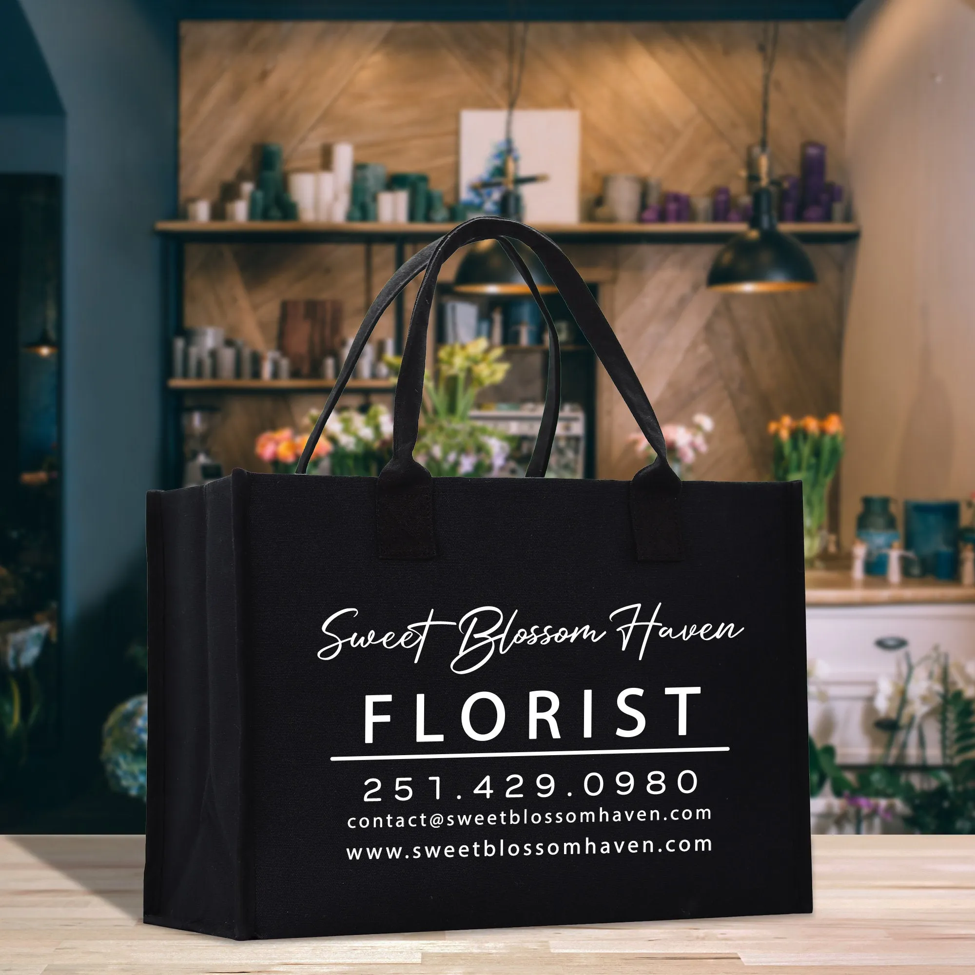 Personalized Florist Cotton Canvas Tote Bag Florist Business Tote Custom Florist Store Gift Bulk Business Logo Florist Swag (FLT1002)
