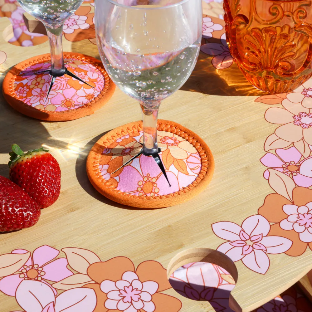 Picnic Wine Coaster - Big Retro Floral