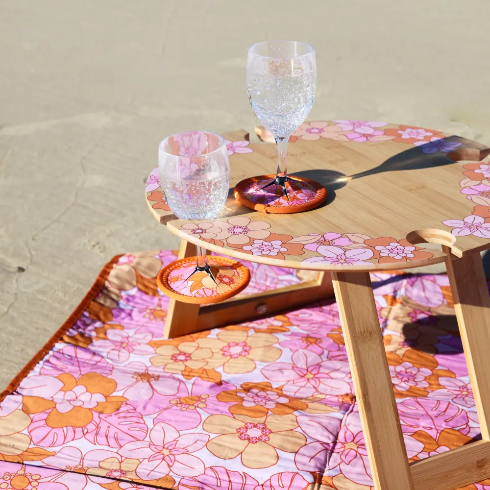 Picnic Wine Coaster - Big Retro Floral