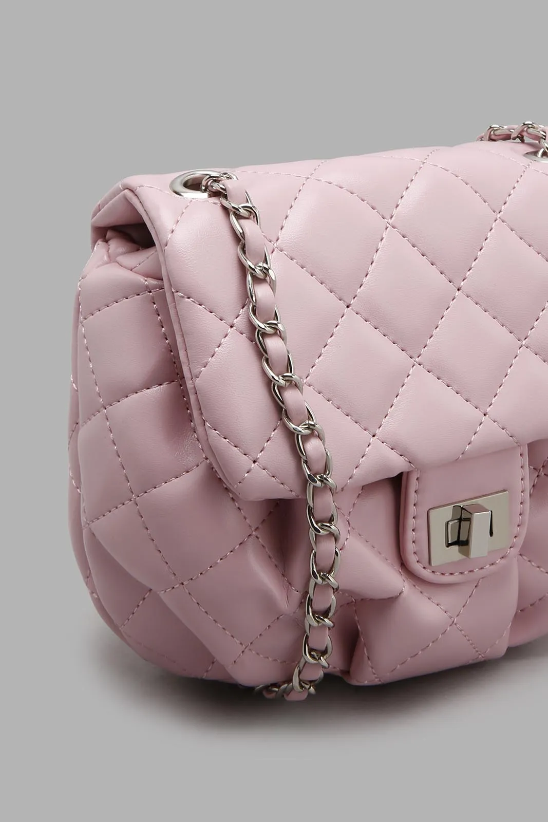 Pink Quilted Cross Body Bag