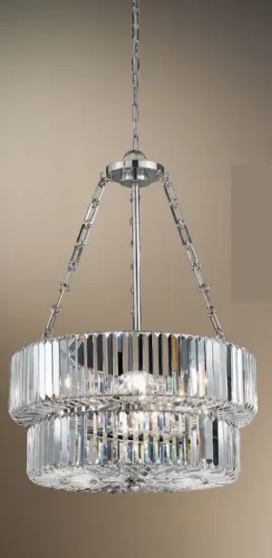Polished Nickel And Crystal Pendant Light