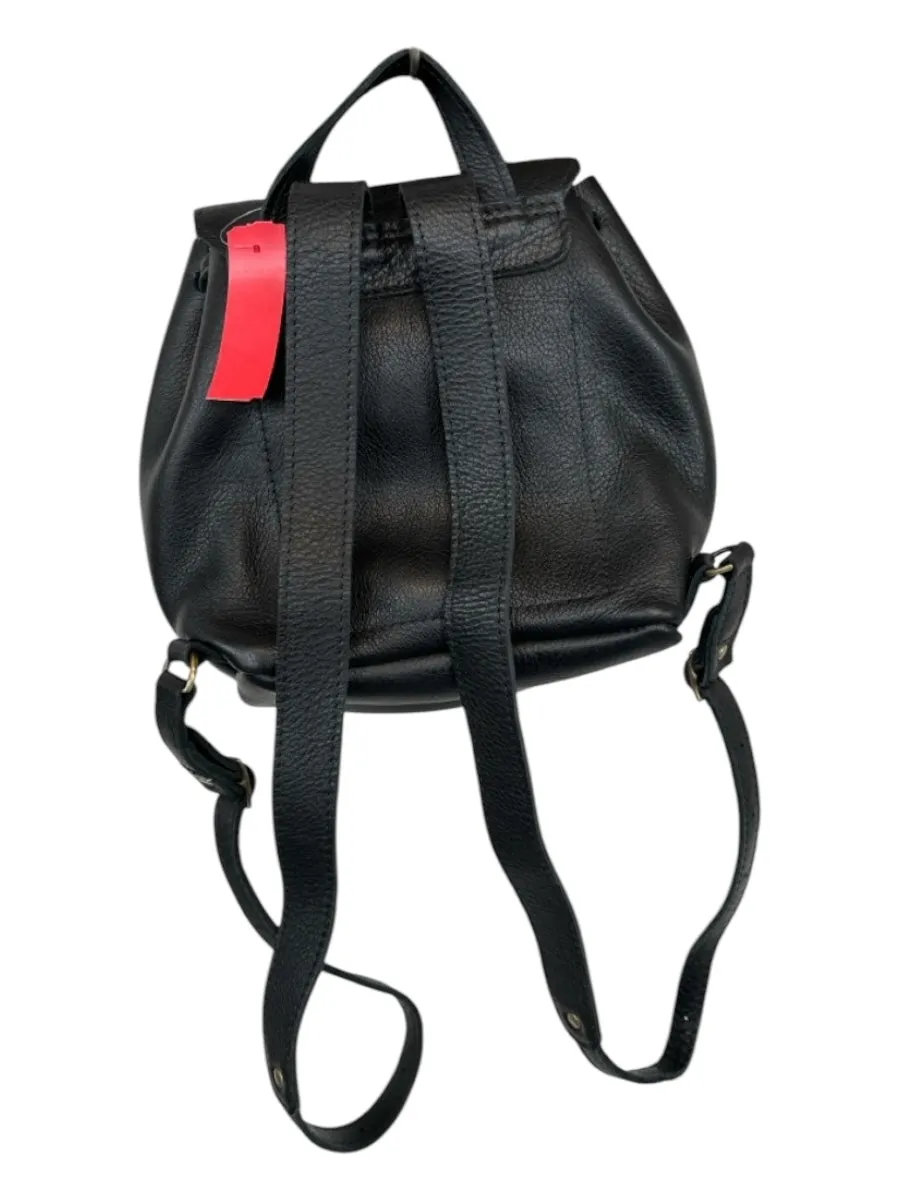 Portland Leather Black Leather Front Flap Backpack Bag