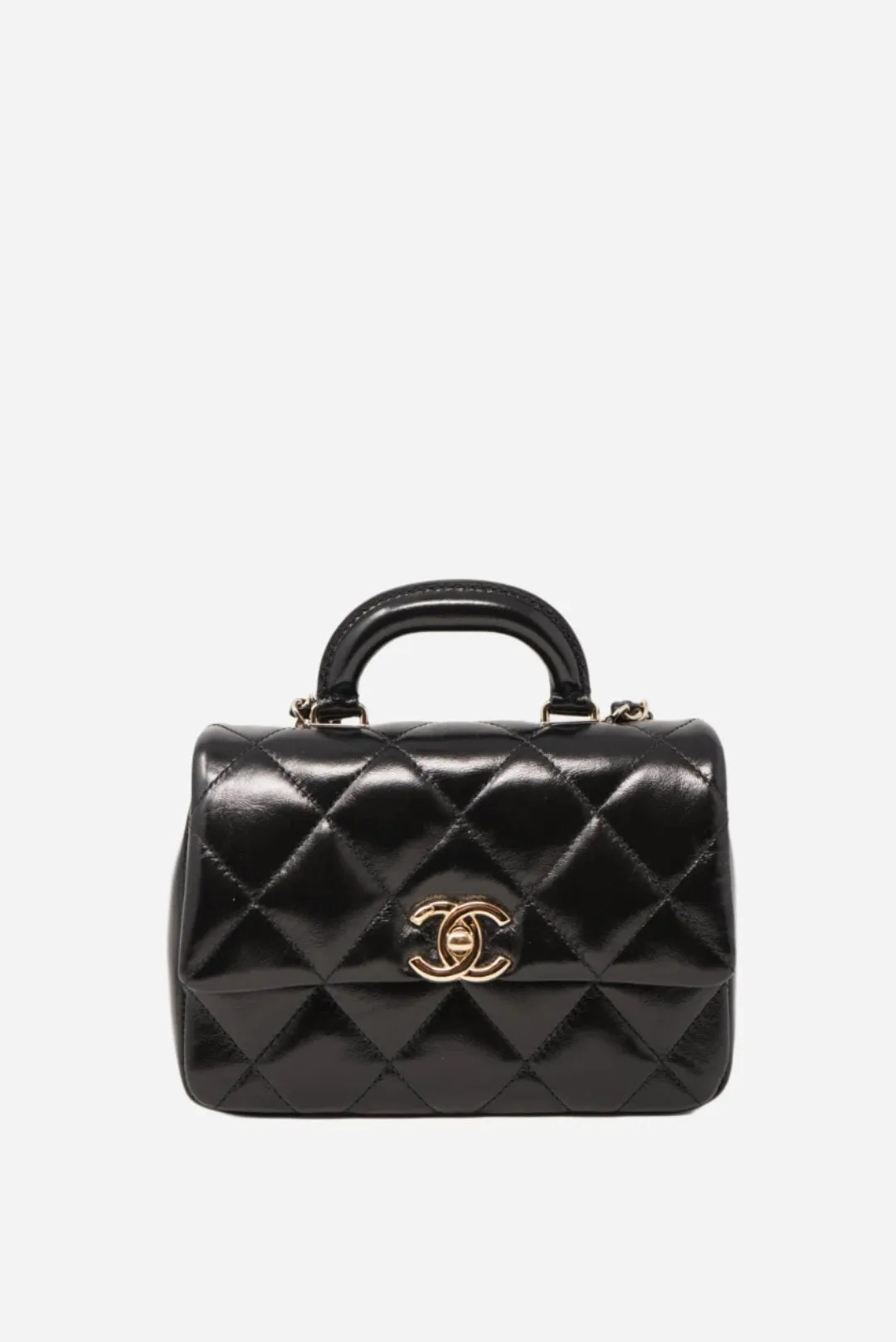Pre-Owned Chanel 24C Mini Flap Top Handle Black