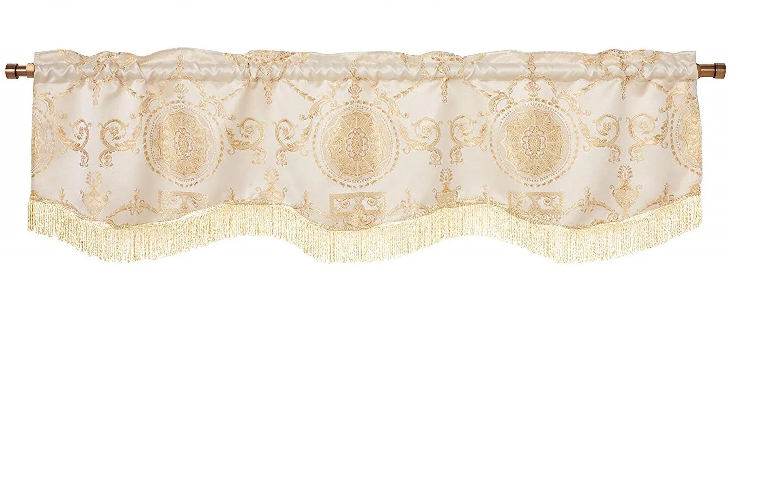 Prestige Damask Decorative Window Treatment Rod Pocket Curtain Straight Valance