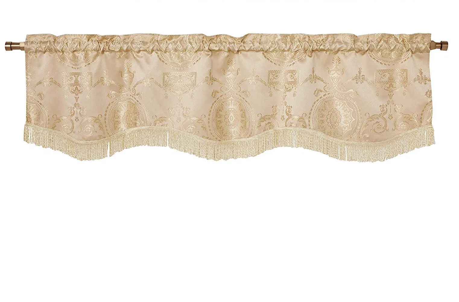 Prestige Damask Decorative Window Treatment Rod Pocket Curtain Straight Valance