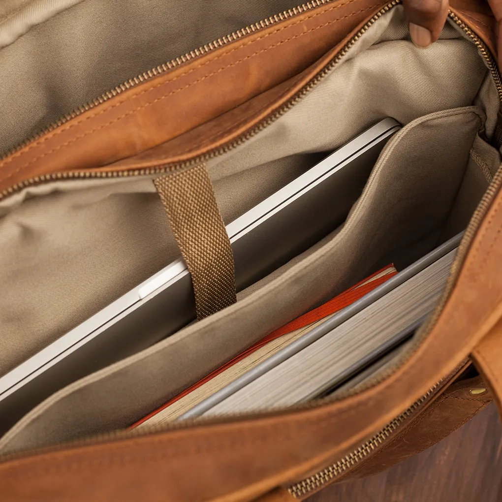 Pull-up Leather Andrew Work Bag