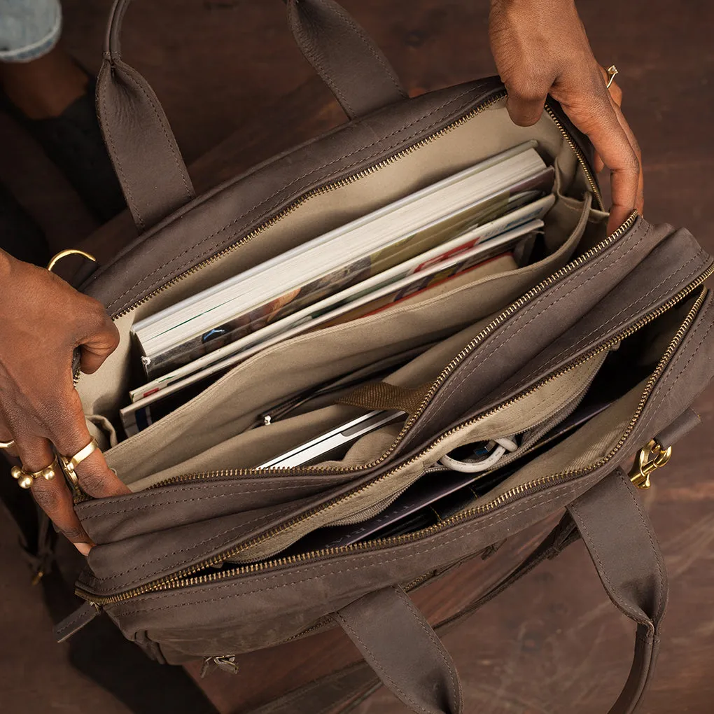 Pull-up Leather Andrew Work Bag