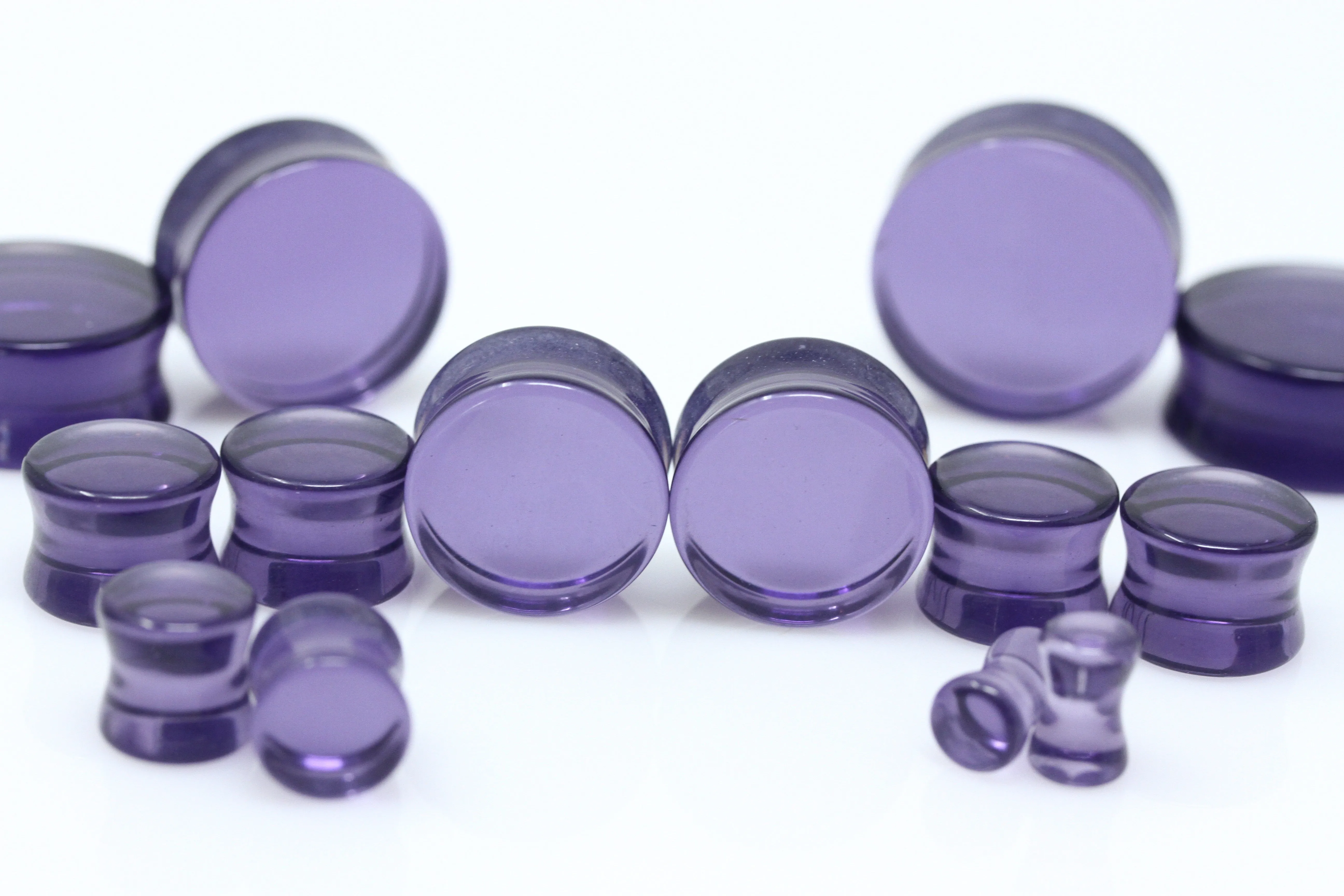 Purple Glass Plugs for Stretched Ears (Pair) - PH141