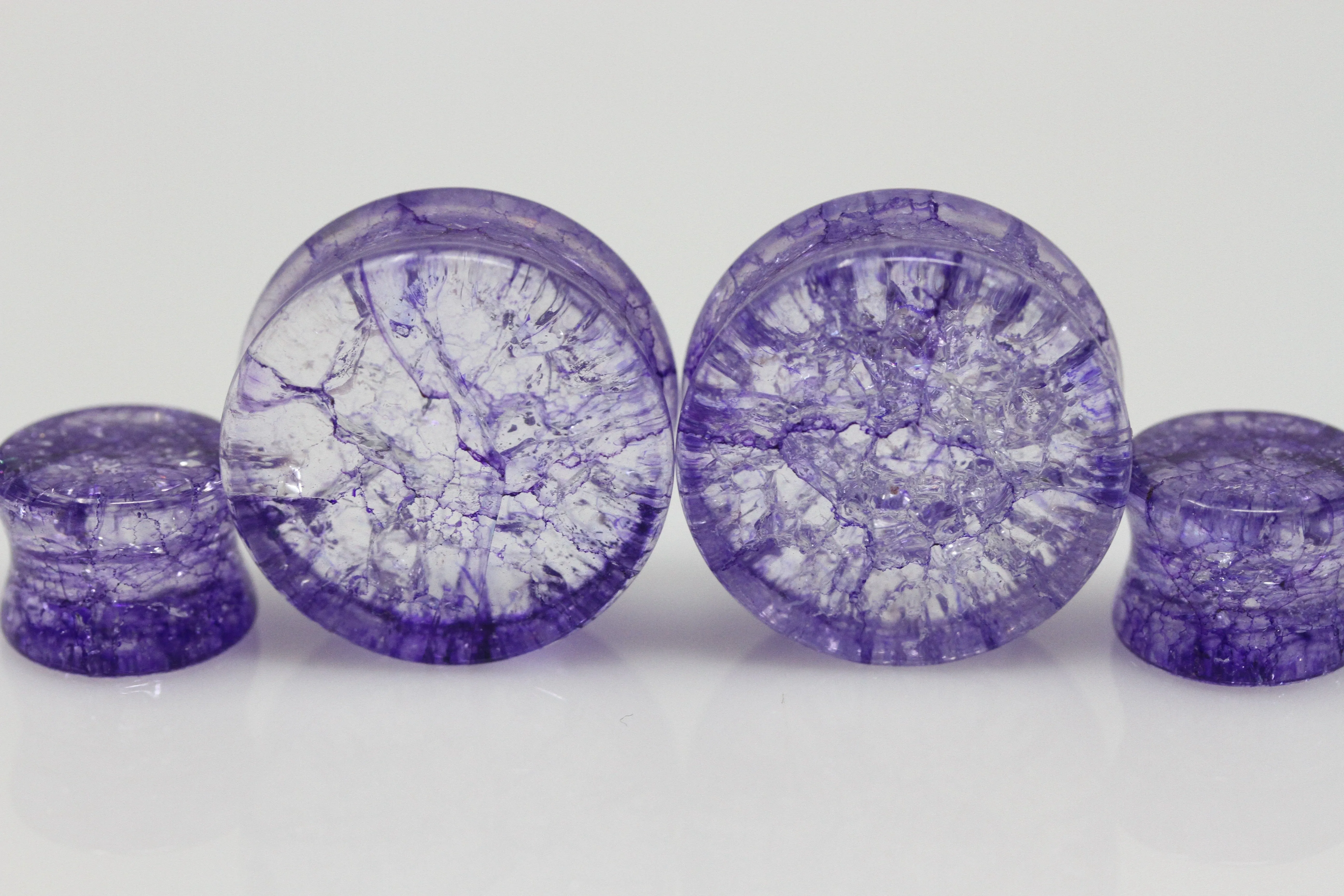 Purple Shattered Glass Plugs for stretched ears (Pair) - PH114