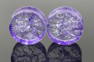Purple Shattered Glass Plugs for stretched ears (Pair) - PH114