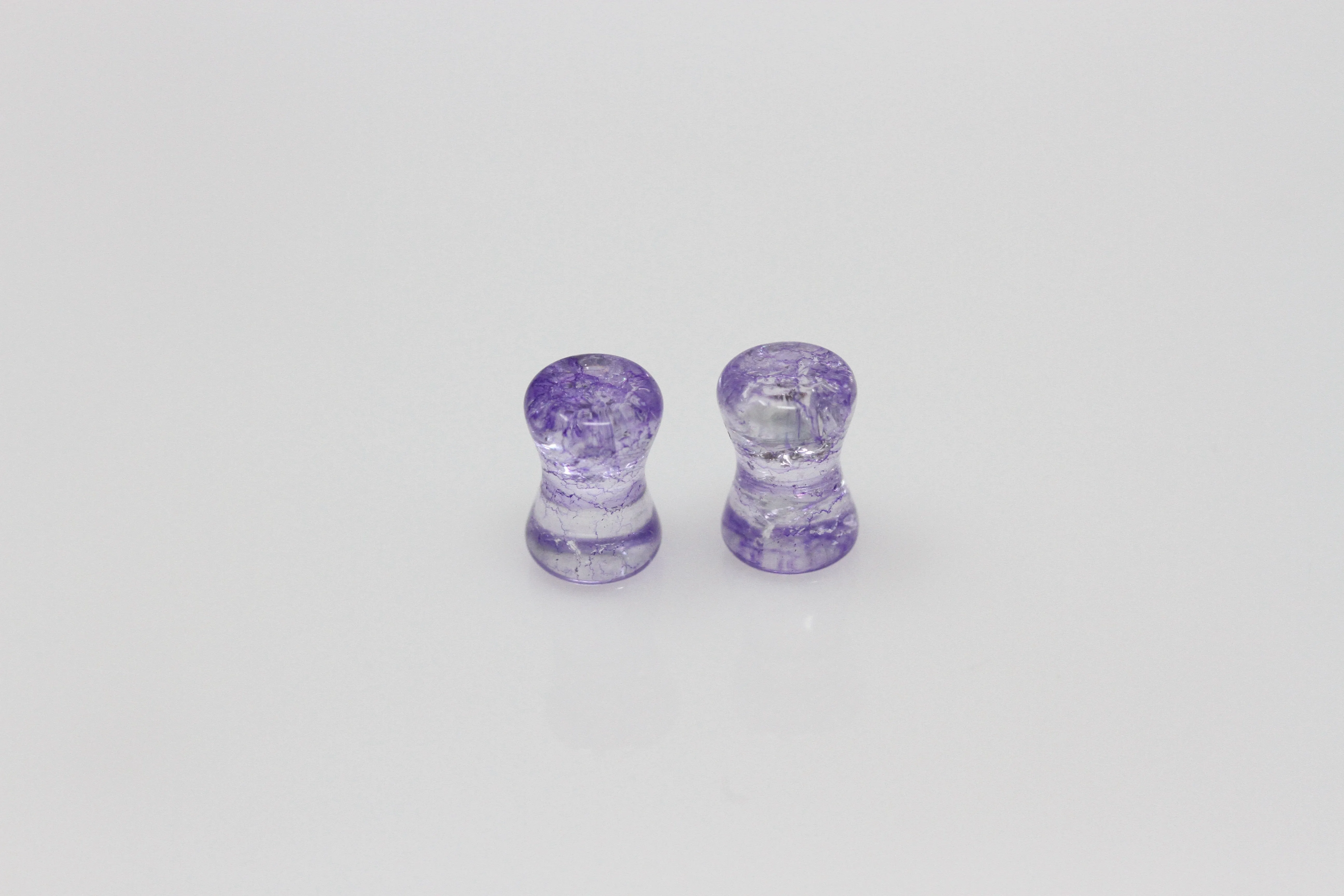 Purple Shattered Glass Plugs for stretched ears (Pair) - PH114