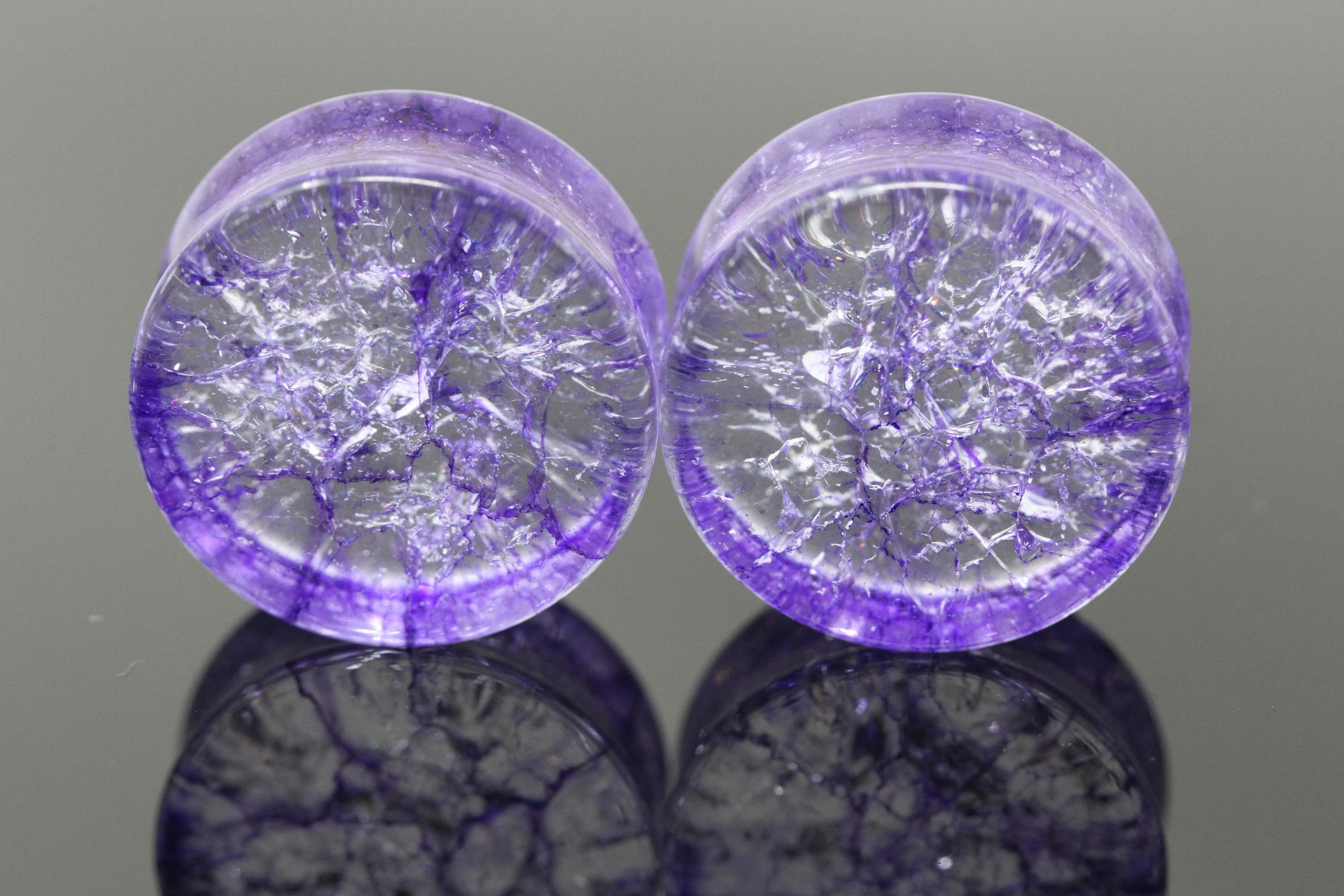 Purple Shattered Glass Plugs for stretched ears (Pair) - PH114