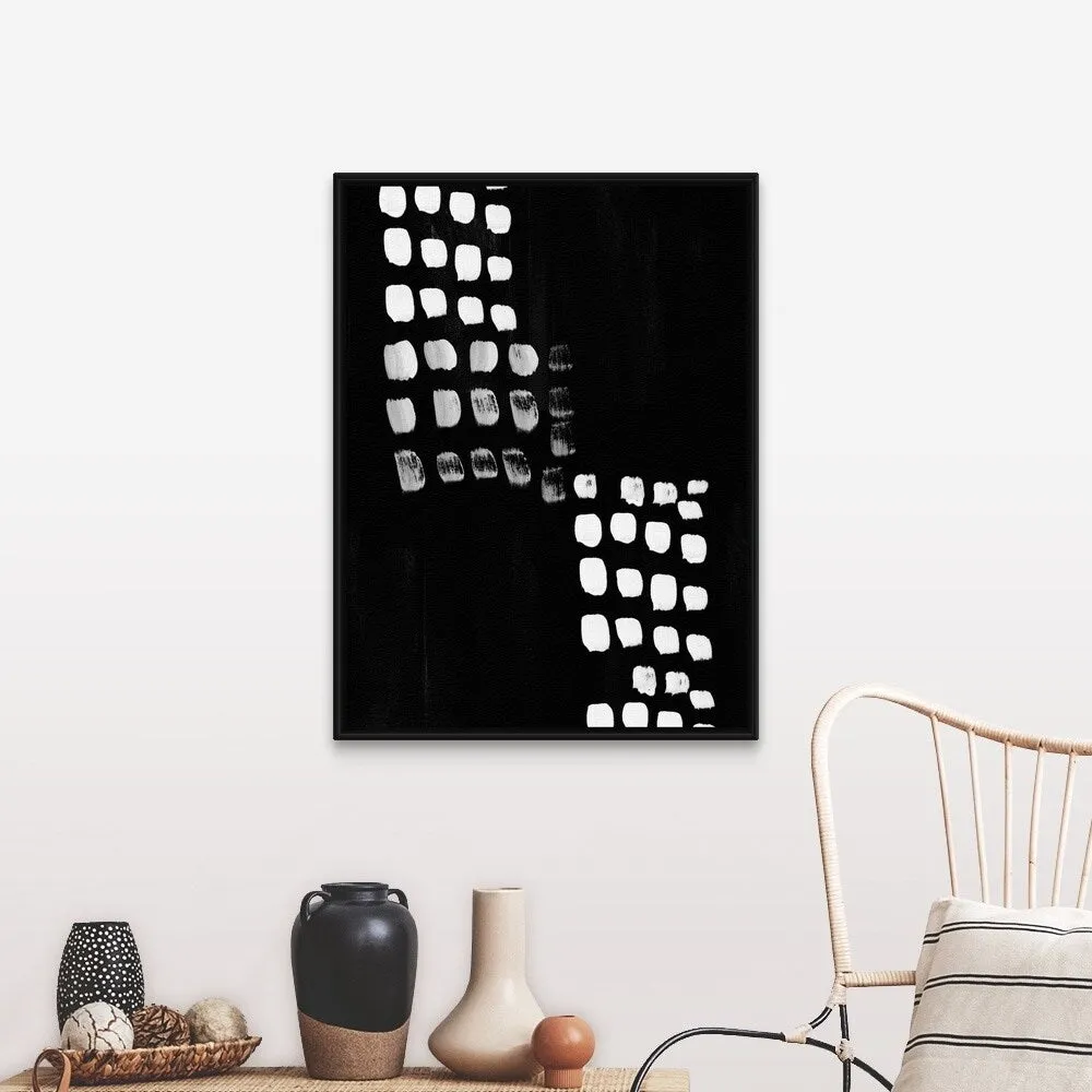 "Black and White Abstract" Black Float Frame Canvas Art